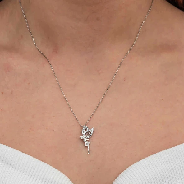 Gümüş Peri Kızı Kadın Kolye - Resim 2