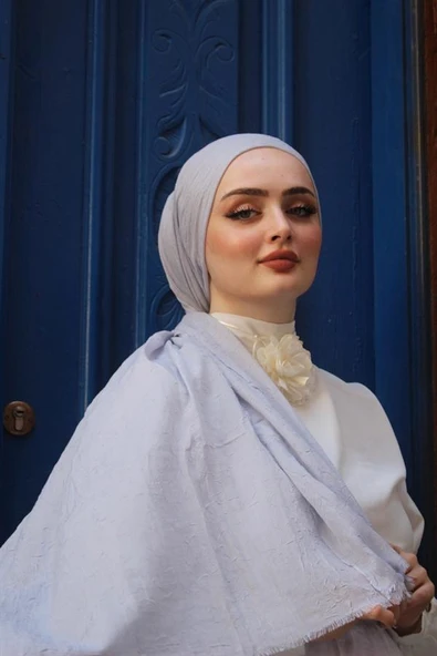 Bambu Kraş Şal Gümüş Gri 96 - 5