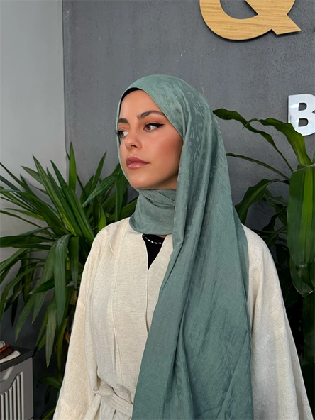 Yaprak Desen Şal Mint - 2