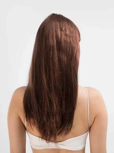 Kahve Renk Uzun Düz Parti Peruğu - Uzun Kahverengi Peruk - Resim 2