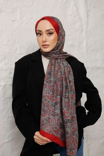 Etnik Desen Larisa Şal Kırmızı - Resim 3