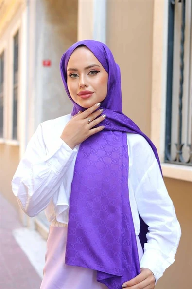 Dama Desen Şal Mor