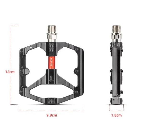 Sarissa T26 Çift Kovanlı Alüminyum Geniş Platform DU Peilin Rulman Bisiklet Pedalı Siyah - 7