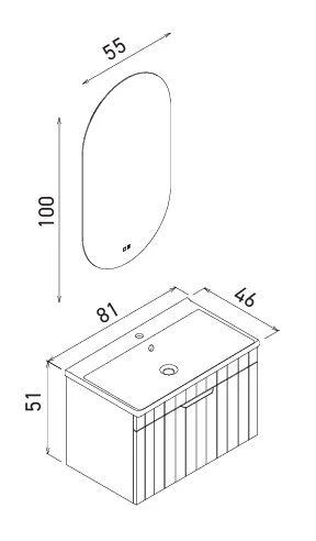 Orka Procida 80 cm Mat Kaşmir Banyo Dolabı Alt Modül Lavabo - Resim 3