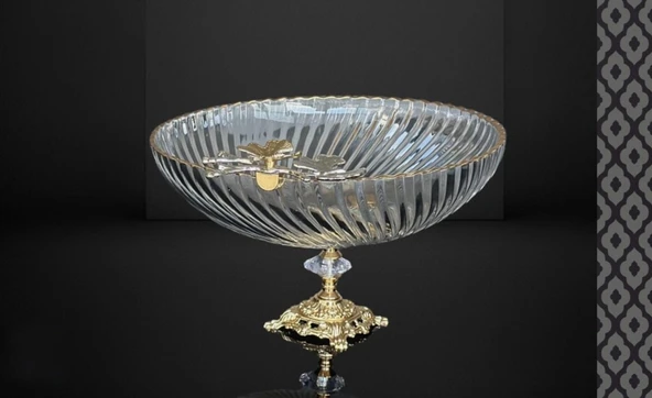 Efegil Tropik Mix Gold 29x29x19cm Cam Salata Kasesi Ayaklı