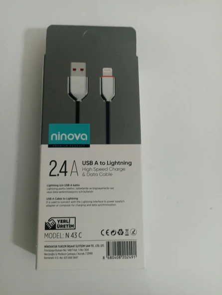 Ninova N43C 2.4A Usb A-Lightning Hızlı Şarj ve Data Kablosu - Resim 2