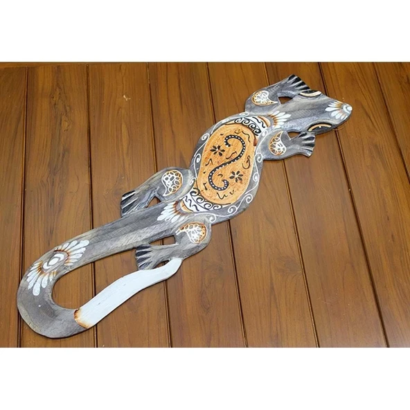 Ahşap Duvara Asmali Kertenkele Figürü ürün görseli