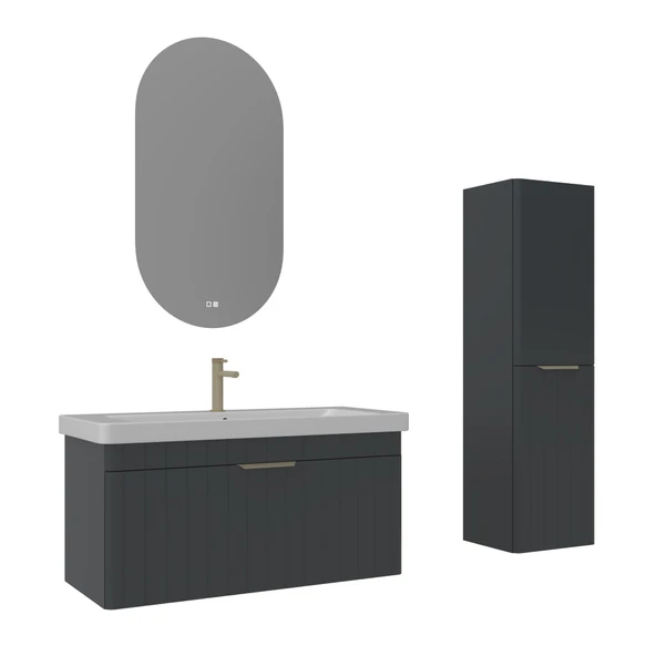 Orka Procida 105 cm Mat Antrasit Banyo Dolabı Takımı ve Boy Dolabı ürün görseli