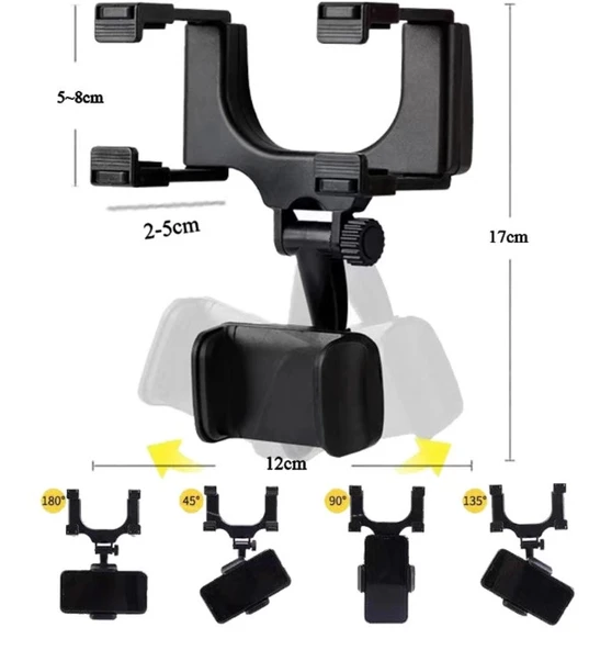 Araba Dikiz Aynasına Takılan Telefon Tutucu - Resim 2