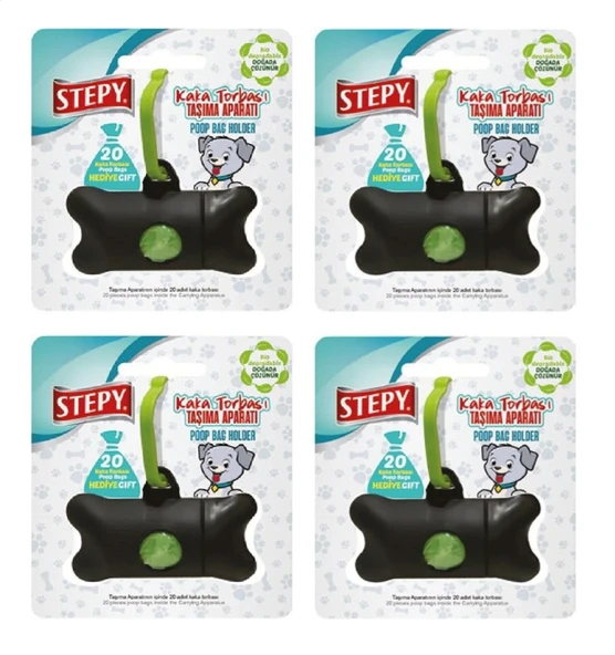 Stepy Tasmalı Köpek Kaka Torbası Taşıma Aparatı 20 Torba x 4 Adet ürün görseli