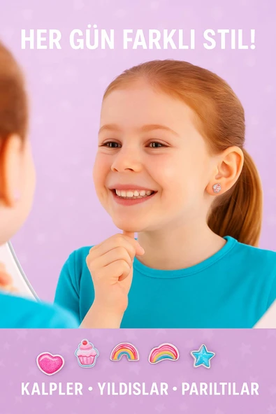 Top Model Unicorn Sticker Küpe Seti – 60’tan Fazla Renkli Tasarım, Zararsız ve Eğlenceli Kullanım - 5