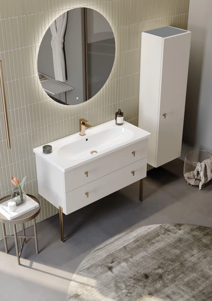 Orka Milazzo 100 cm Callisto Ayaklı Banyo Dolabı Takımı ve Boy Dolabı - Resim 2