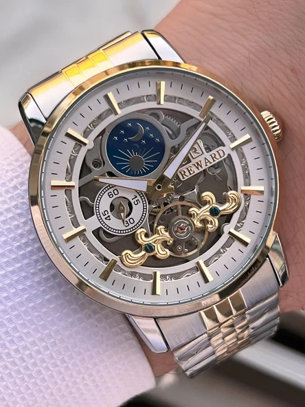 Reward Otomatik Çelik Kordon 5 Atm Suya Dayanıklı Erkek Kol Saati VS.BLKT.0608 - Resim 2