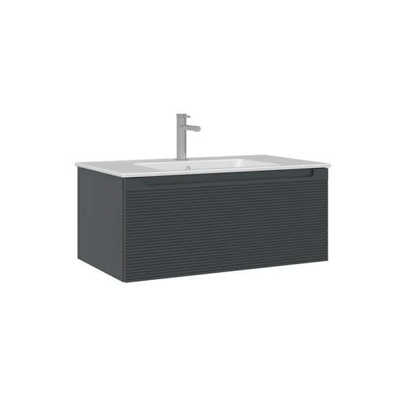Orka Olbia 80 cm Mat Antrasit Banyo Dolabı Alt Modül Lavabo ürün görseli