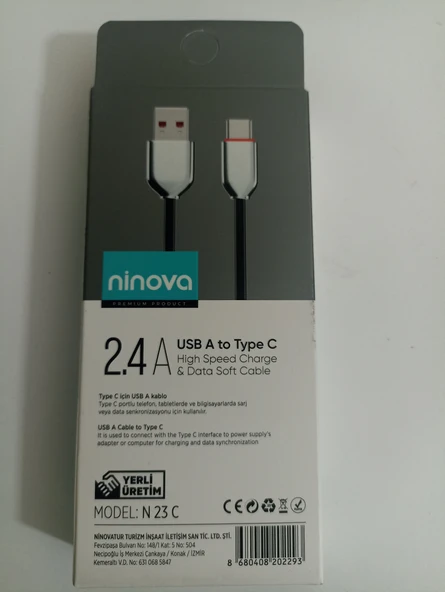 Ninova N23C 2.4A Usb A-Type-C Hızlı Şarj ve Data Kablosu - Resim 2