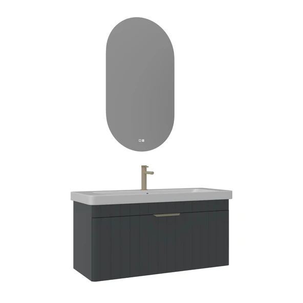 Orka Procida 105 cm Mat Antrasit Banyo Dolabı Alt Modül Lavabo - Resim 2