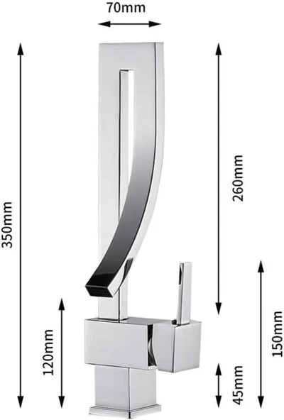 Şelale Banyo Lavabo Bataryası 360 Döner Kare Krom - 2