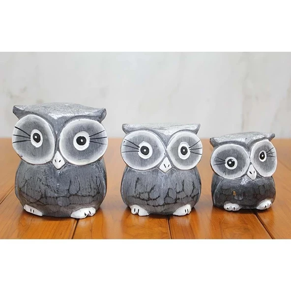 Ahşap 3'Lü Baykuş Seti ürün görseli 1