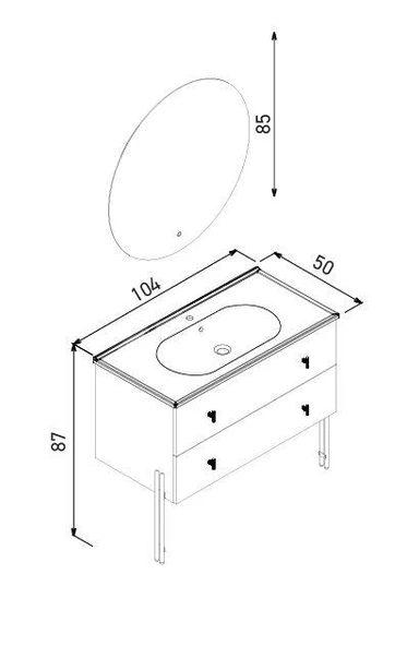 Orka Milazzo 100 cm Callisto Ayaklı Banyo Dolabı Takımı ve Boy Dolabı - Resim 3