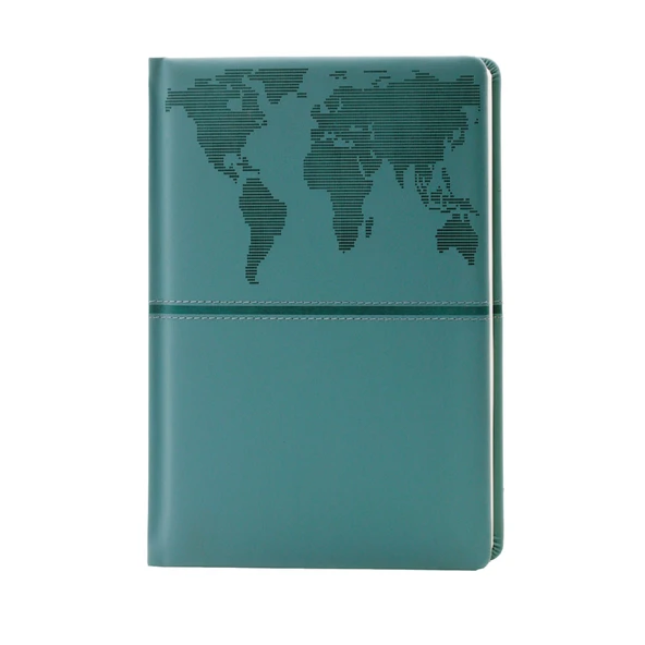 Turkuaz Termo Deri A5 Dünya Harita Desenli Ajanda ürün görseli 1