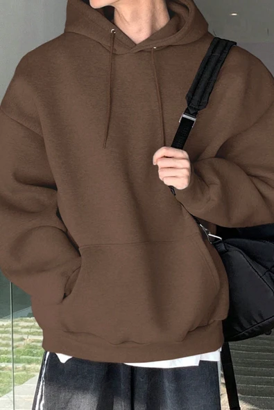 Genius Store Erkek Sweatshirt Kanguru Cepli  İçi Polarlı 3 İplik Kapüşonlu Oversize Sweatshirt KANGURU-SWEATSHIRT ürün görseli