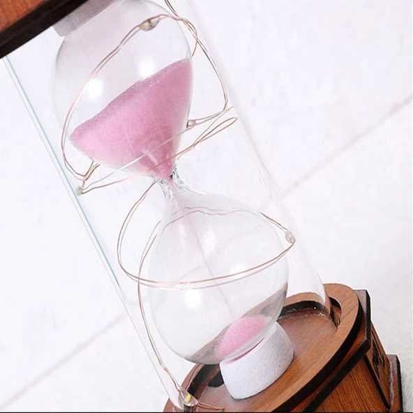 Işikli Dekoratif Ahşap Kum Saati - Resim 4