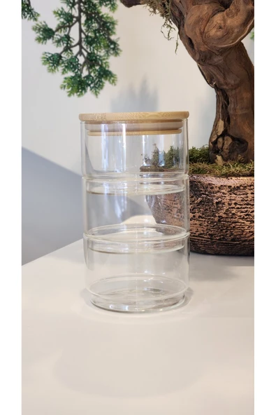 3 KATLI BAMBU KAPAK SAKLAMA KABI ürün görseli