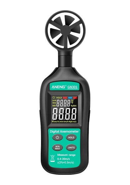 Gn301 Dijital Anemometre Termometre Aneng Sıcaklık Arkadan Aydınlatmalı El Rüzgar Hızı Ölçer Anemometer - 7