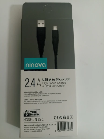 Ninova N35C 2.4 A Usb A-Micro USB Hızlı Şarj ve Data Kablosu - 2