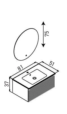 Orka Olbia 80 cm Mat Antrasit Banyo Dolabı Alt Modül Lavabo - Resim 3