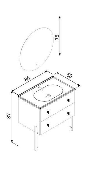 Orka Milazzo 80 cm Callisto Ayaklı Banyo Dolabı Takımı - Resim 3