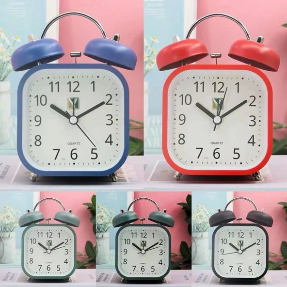 Kare Tasarımlı Işıklı Alarmlı Masa Saati ürün görseli 1