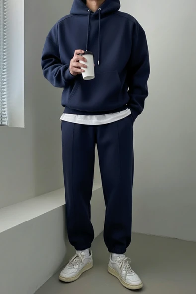 Genius Store Erkek Eşofman Takımı Şardonlu 3 İplik İçi Polarlı Günlük Eşofman Takımı 3İPLİK-TAKIM - Resim 6