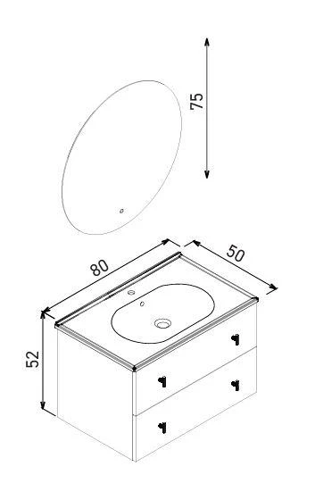 Orka Milazzo 80 cm Callisto Banyo Dolabı Takımı ve Boy Dolabı - Resim 3