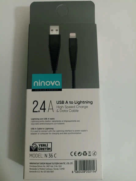 Ninova N36C 2.4 A Usb A-Lightning Hızlı Şarj ve Data Kablosu - Resim 2