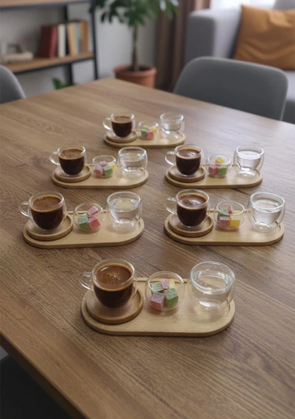 Cam Türk Kahvesi Fincan Seti - 6 Kişilik, 30 Parça, 70ML - 3