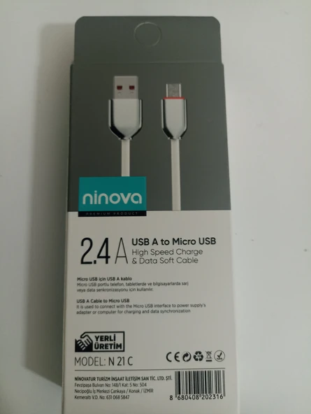 Ninova N08C 2.4A Usb A-Micro USB Hızlı Şarj ve Data Kablosu - 2