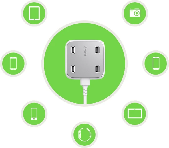 Belkin Family Rockstar 4 Portlu USB Şarj Cihazı - 4