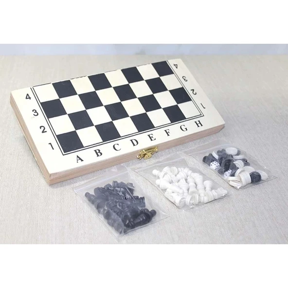 Ahşap Kutulu Satranç ve Tavla Seti ürün görseli