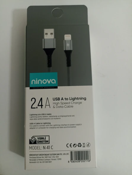Ninova N49C 2.4 A Usb A-Lightning Hızlı Şarj ve Data Kablosu - 2
