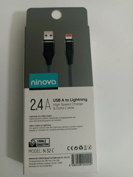 Ninova N32C 2.4 A Usb A-Lightning Hızlı Şarj ve Data Kablosu - 2