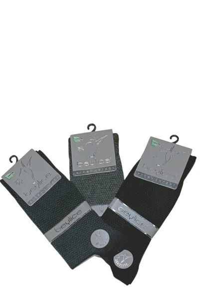 Beylice Desenli Bambu Dikişsiz Erkek Çorabı -Sıkmayan Lastik- Tavşan Kulağı Kavrayan Topuk 12 ADET - Resim 2