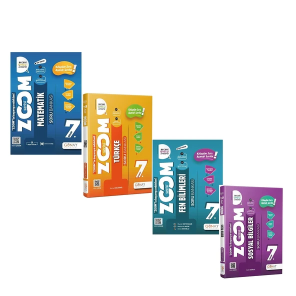 Günay Yayınları 7.Sınıf Soru Bankası Zoom Serisi Seti 4 Kitap ürün görseli 1