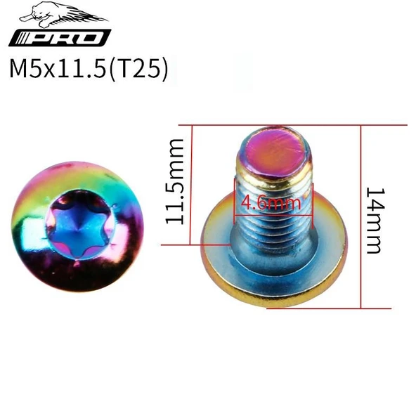 PRO Bisiklet Scooter Fren Disk Vidası Rotor Civatası 6 Vida MTB Rotor Vidası 12li Paket Rainbow - Resim 2