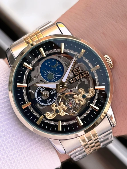 Reward Otomatik Çelik Kordon 5 Atm Suya Dayanıklı Erkek Kol Saati VS.BLKT.0611 - Resim 2