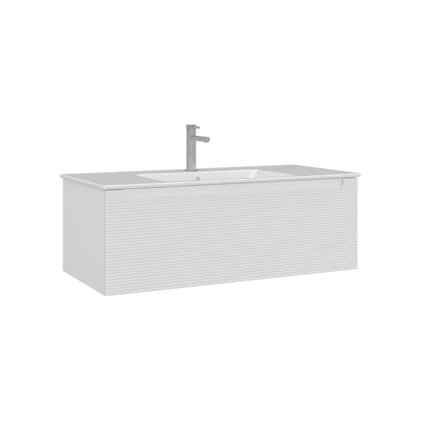 Orka Olbia 100 cm Mat Beyaz Banyo Dolabı Alt Modül Lavabo ürün görseli