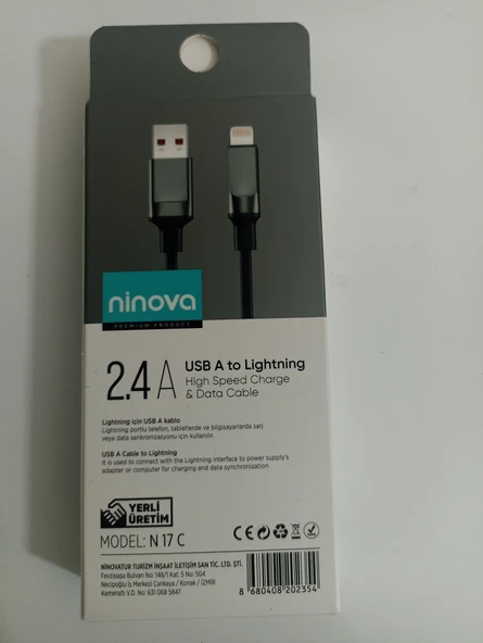 Ninova N17C 2.4 A Usb A-Lightning Hızlı Şarj ve Data Kablosu - 2