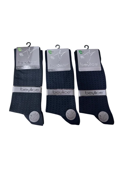 Beylice Desenli Bambu Dikişsiz Erkek Çorabı -Sıkmayan Lastik- Tavşan Kulağı Kavrayan Topuk 12 ADET ürün görseli