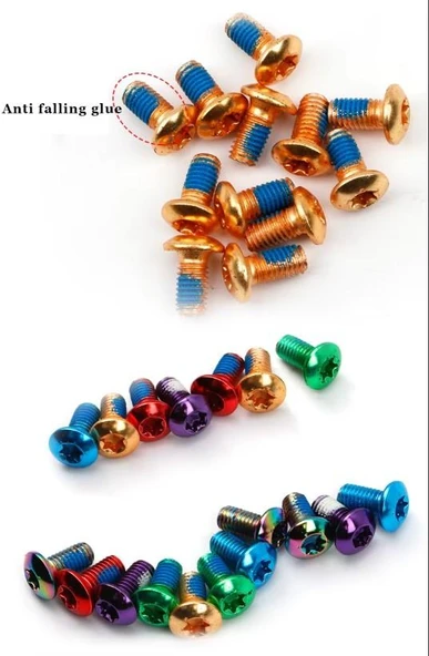 PRO Bisiklet Scooter Fren Disk Vidası Rotor Civatası 6 Vida MTB Rotor Vidası 12li Paket Gold Sarı - Resim 4