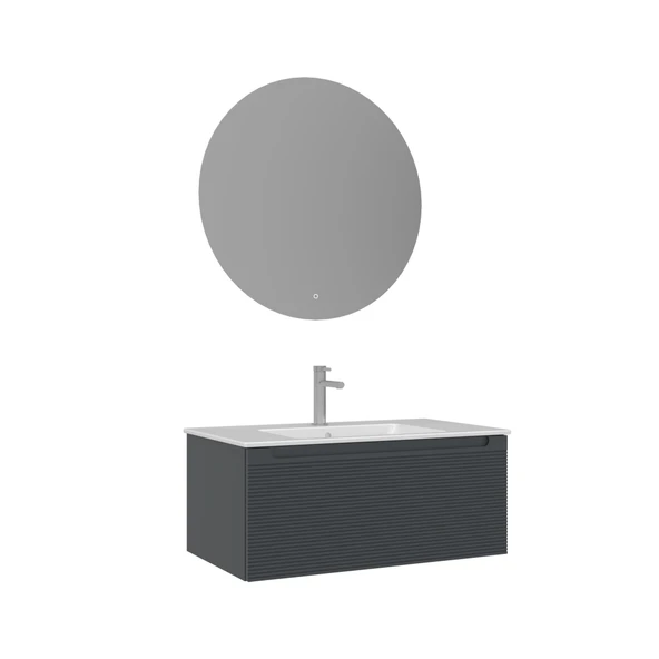 Orka Olbia 80 cm Mat Antrasit Banyo Dolabı Alt Modül Lavabo - Resim 2